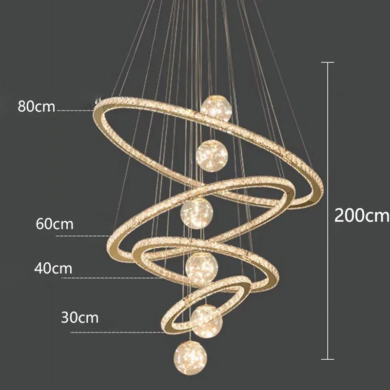 DecorBites™ Crystal Chandelier: Luxury Stair Pendant Light for Living Room, Ceiling & Indoor Lighting