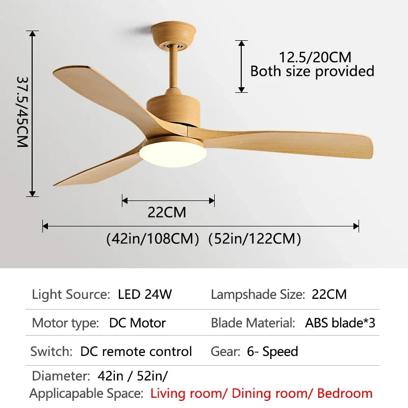 DecorBites™ 52" DC Motor Ceiling Fan with LED Light & Remote Control