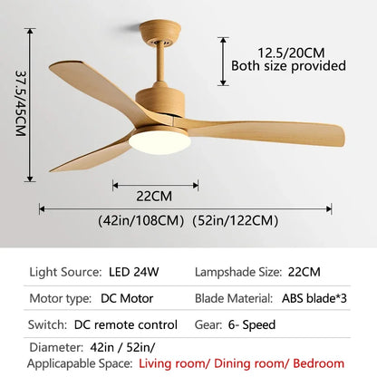 DecorBites™ 52" DC Motor Ceiling Fan with LED Light & Remote Control