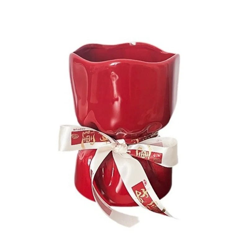 DecorBites™ Bouquet Shape Ceramic Vase Pot Home Decoration Floral Arrangement Accessories