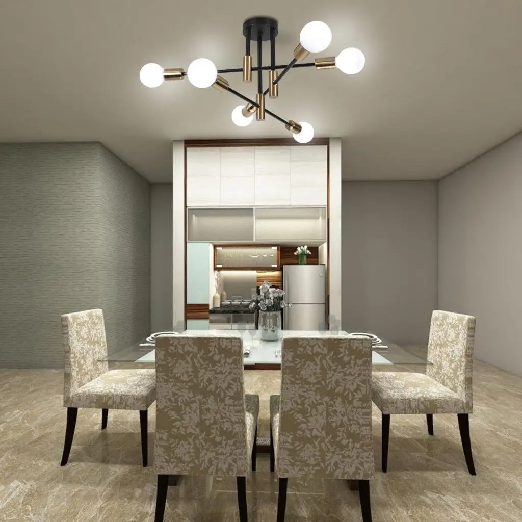 DecorBites™ Industrial Chandelier: Modern Wrought Iron LED Ceiling Lamp for Home Decor