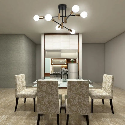 DecorBites™ Industrial Chandelier: Modern Wrought Iron LED Ceiling Lamp for Home Decor