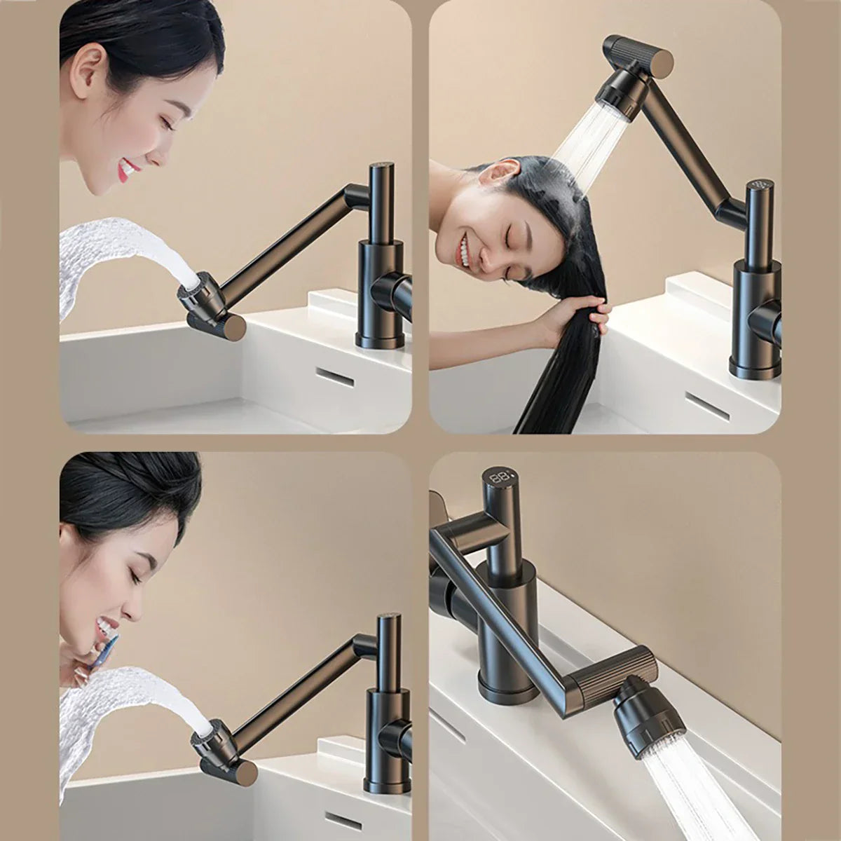 DecorBites™ LED Basin Faucet 360 Rotation Stream Sprayer Hot Cold Water Sink Mixer