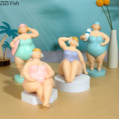 ديكور بايتس™ - ملابس سباحة شاطئية للنساء البدينات - منحوتة من الراتنج - زينة مكتبية - ديكور جمالي