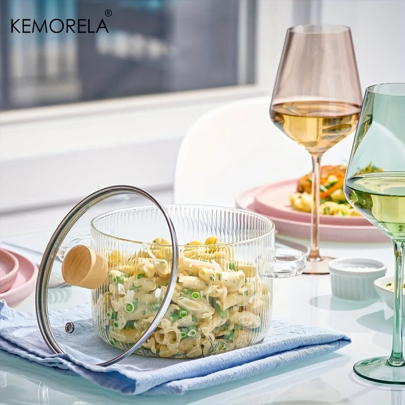 DecorBites™ Heat-Resistant Glass Cooking Pot with Lid - 1.6L | Versatile Soup and Stock Pot