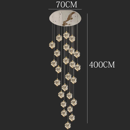 DecorBites™ Crystal Chandelier Stair Pendant Lamp Living Room Interior Lighting