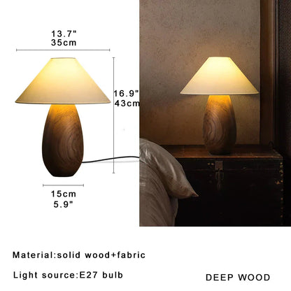 DecorBites™ Elegant Wood Table Lamp for Bedroom Office Decor