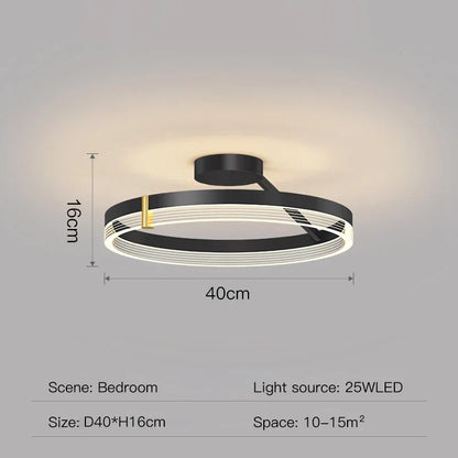 ثريا ديكوربايتس™ الدائرية باللون الأسود الذهبي: مصباح سقف بتصميم عصري لديكور المنزل