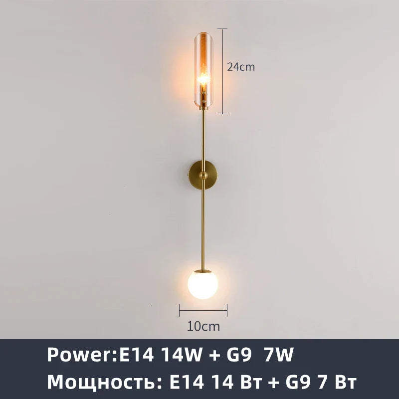 Lámpara de pared DecorBites™ de metal dorado: Lámpara de noche de estilo nórdico para dormitorio o sala de estar moderna