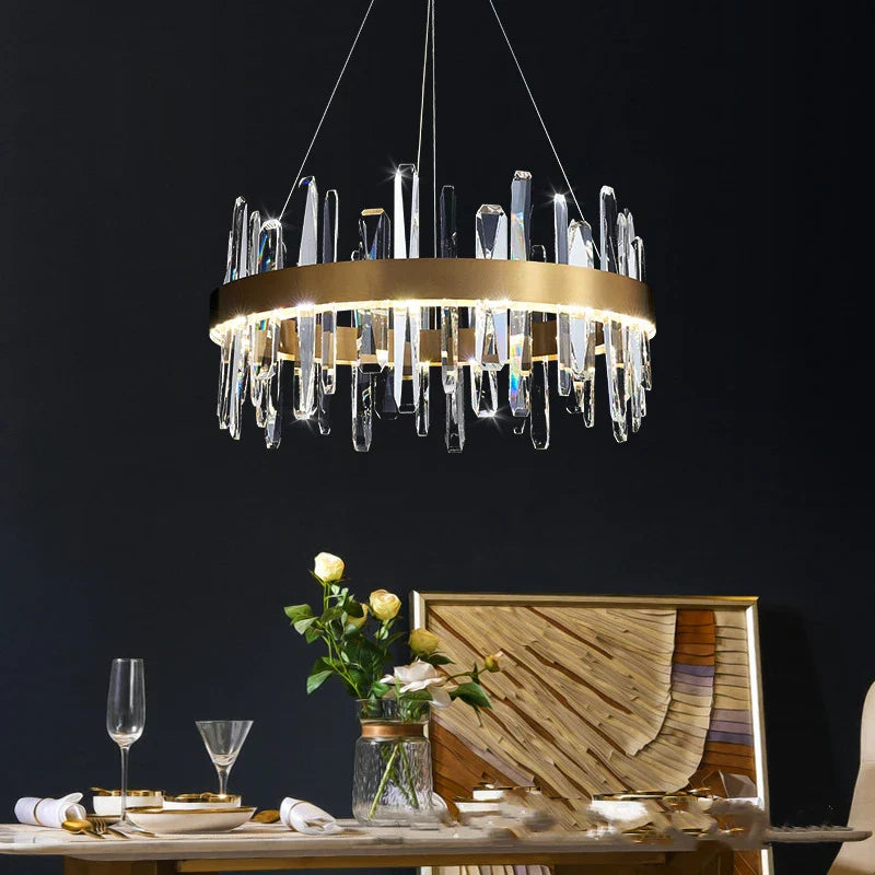 DecorBites™ K9 Luxury Pendant Chandelier: Elegant Indoor LED Lighting for Kitchen, Living Room & Bedroom.