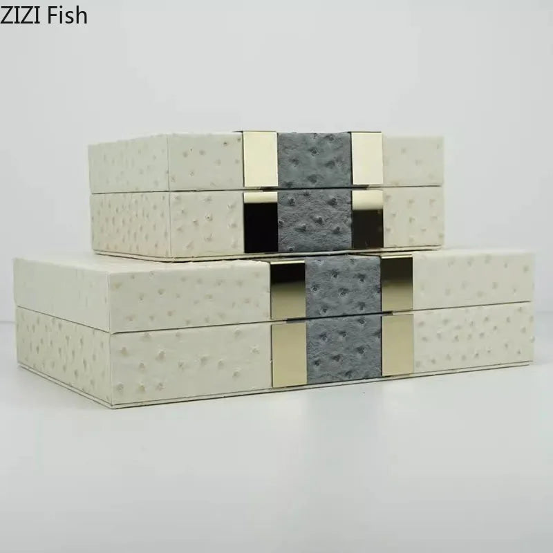 DecorBites™ Leather Jewelry Boxes Wood Cosmetic Jars Jewelry Storage Jar