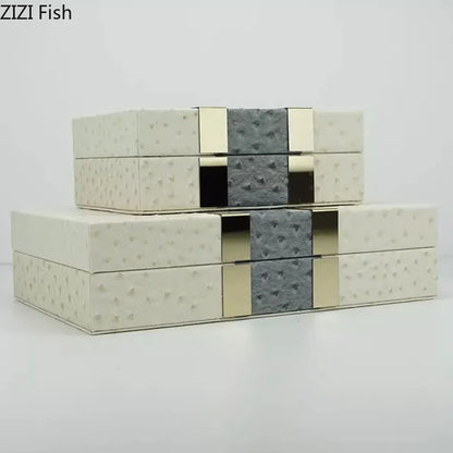 DecorBites™ Leather Jewelry Boxes Wood Cosmetic Jars Jewelry Storage Jar