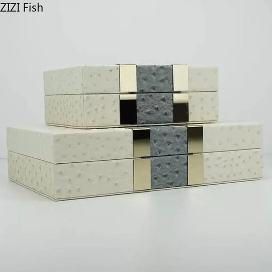 DecorBites™ Leather Jewelry Boxes Wood Cosmetic Jars Jewelry Storage Jar