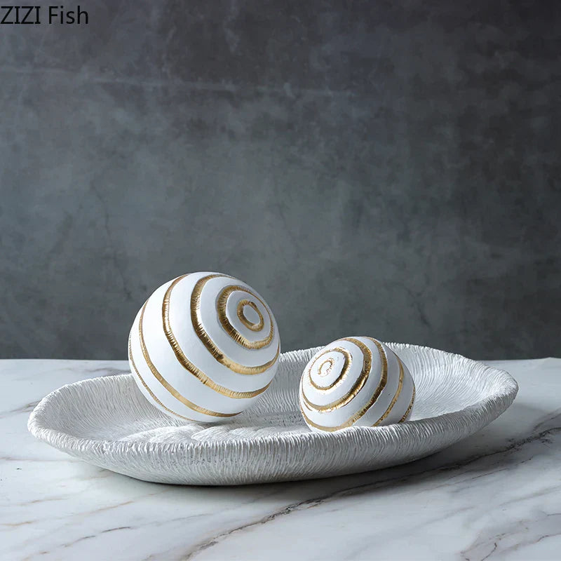 DecorBites™ Golden Texture Ball Geometric Sculpture - Abstract Desk Decoration