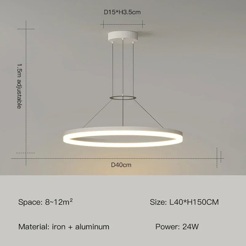 ثريا ديكوربايتس™ LED بحلقة سوداء لغرفة المعيشة وغرفة النوم والمطبخ - إضاءة عصرية بسيطة