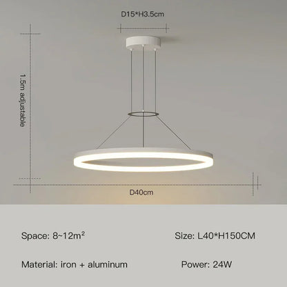 ثريا ديكوربايتس™ LED بحلقة سوداء لغرفة المعيشة وغرفة النوم والمطبخ - إضاءة عصرية بسيطة