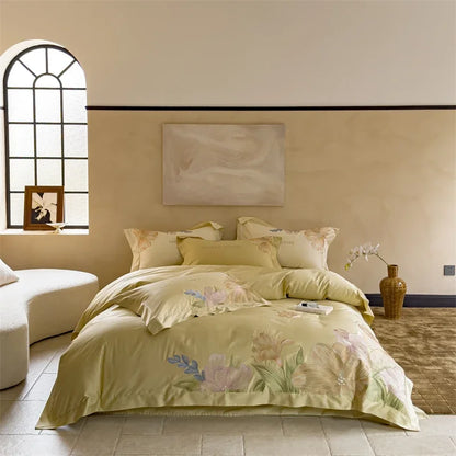 طقم أغطية سرير مطرزة من القطن المصري DecorBites™ 100S للمقاسات الكبيرة والكبيرة (يورو)