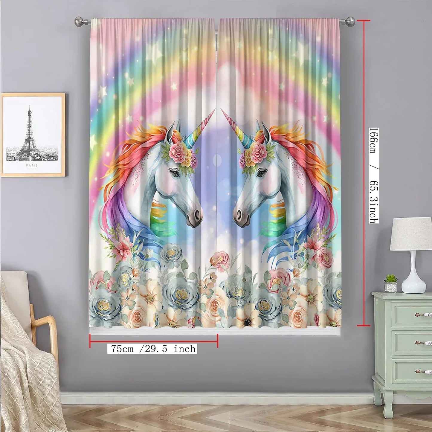 Decobites Unicorn Curtains for Home Decoration in Kitchen, Living Room, or Garden