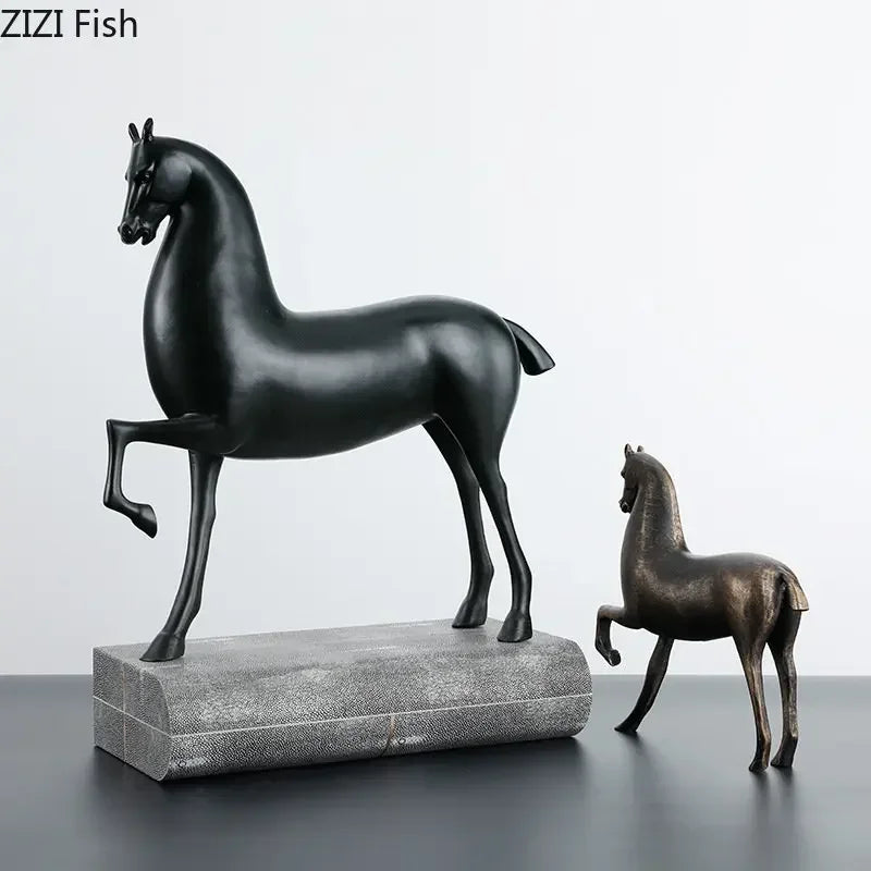 DecorBites™ Black Horse Sculpture Desk Decoration - Modern Minimalist Room Decor