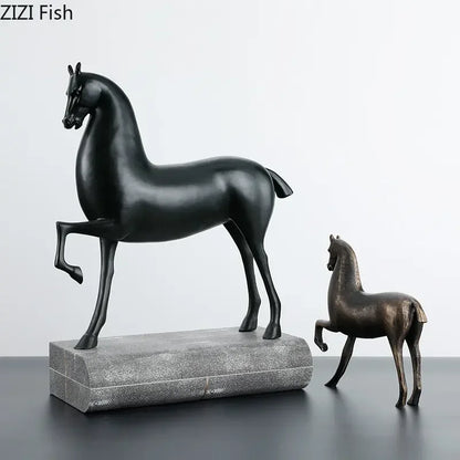 DecorBites™ Black Horse Sculpture Desk Decoration - Modern Minimalist Room Decor