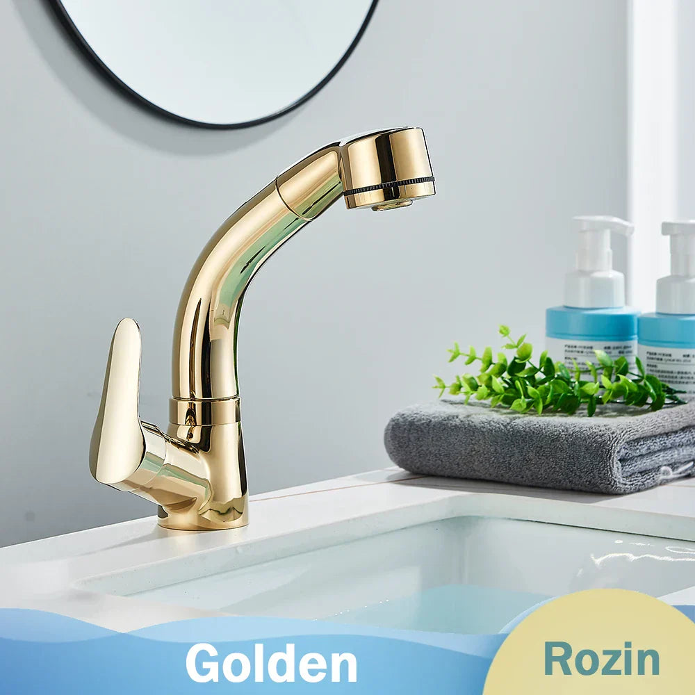 صنبور حوض الحمام DecorBites™ Black Lift مع رشاش سحب - فوهة مزدوجة