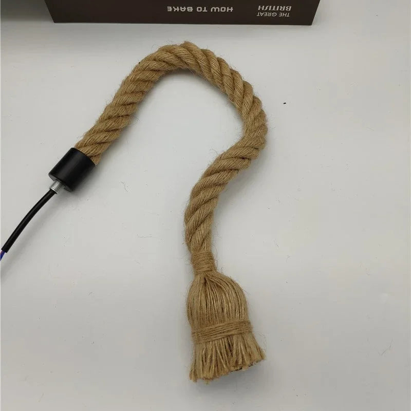 DecorBites™ Hemp Rope Pendant Lights Retro Loft Industrial Hanging Lamp for Living Room Home Decor