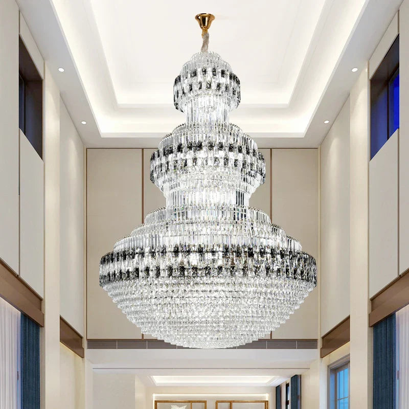 DecorBites™ Crystal Chandelier Luxury Duplex Building Hollow Luxury Lamp