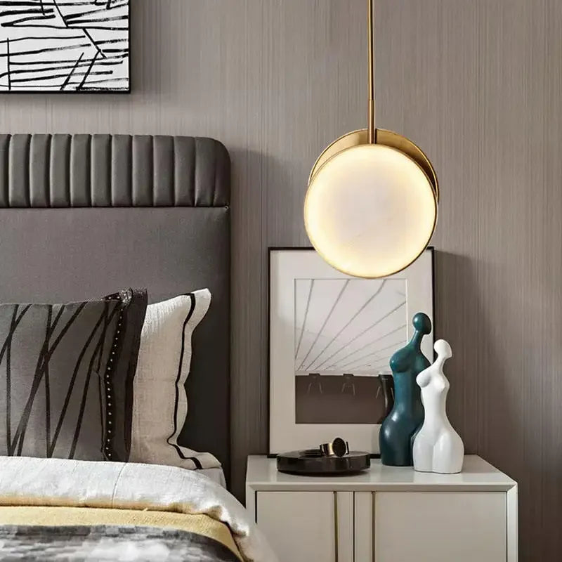 DecorBites™ Golden Marble LED Pendant Light: Luxe Nordic Minimalist Decor for Living & Dining Rooms