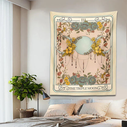 Decobites Triple Moon Tarot Tapestry Wall Hanging for Celestial Home Decor & Witchy Clothing