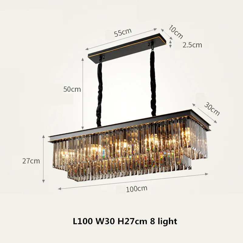 Luces colgantes LED de metal negro Gold Decorbites™ con suspensión de cristal y colgantes de cadena