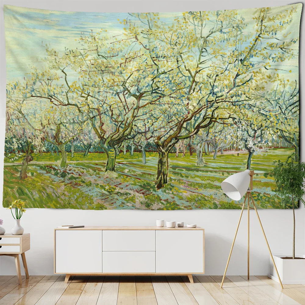 Decobites Van Gogh Inspired Landscape Tapestry Wall Hanging for Witchcraft Aesthetics Room Decor