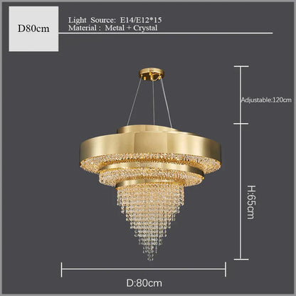 DecorBites™ Golden Crystal Chandelier for Luxury Living & Dining Rooms