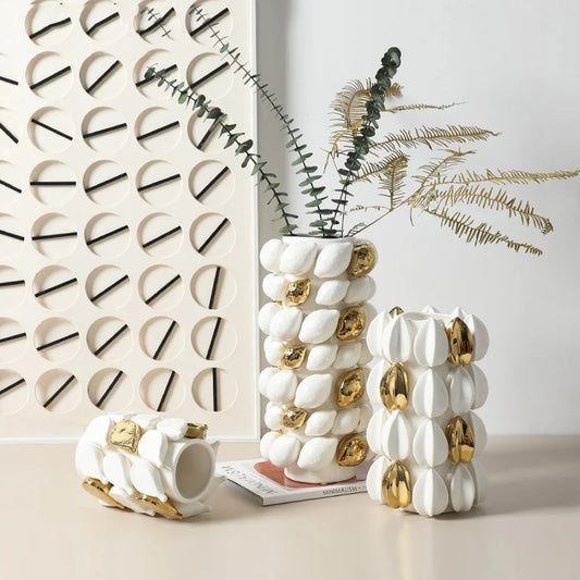 DecorBites™ Lemon Carambola Ceramic Vase Gold-Plated Fruit Shape Creative Home Decor