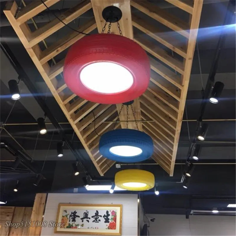 DecorBites™ Industrial Rubber Tire Pendant Light for Bar and Kitchen Décor