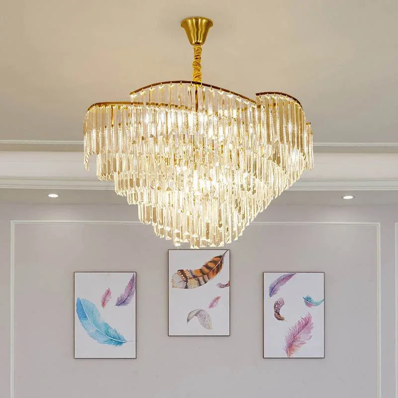 DecorBites™ Crystal Chandelier: Modern LED Pendant Light for Living Room & Bedroom