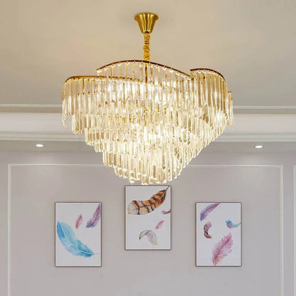 DecorBites™ Crystal Chandelier: Modern LED Pendant Light for Living Room & Bedroom