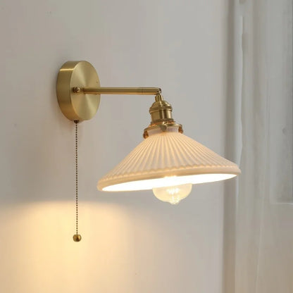 DecorBites™ Ceramic LED Wall Light with Pull Chain Switch for Bedroom Bathroom Living Room