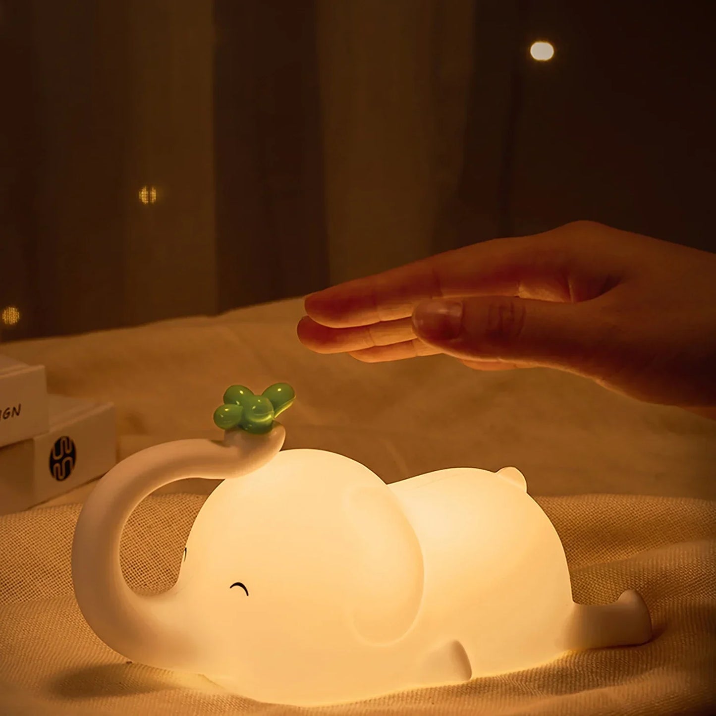 DecorBites™ Elephant Silicone Night Light: Cute Baby Dimmable Lamp for Bedside, Bedroom Decor & Gift