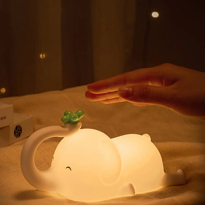 DecorBites™ Elephant Silicone Night Light: Cute Baby Dimmable Lamp for Bedside, Bedroom Decor & Gift