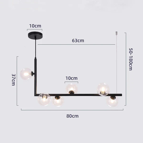 DecorBites™ Glass Black Chandelier Pendant Lamp Nordic Modern Living Room Light