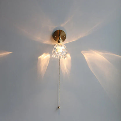 DecorBites™ Glass Base LED Wall Sconce, Pull Chain Switch, Modern Rotate Stair Light
