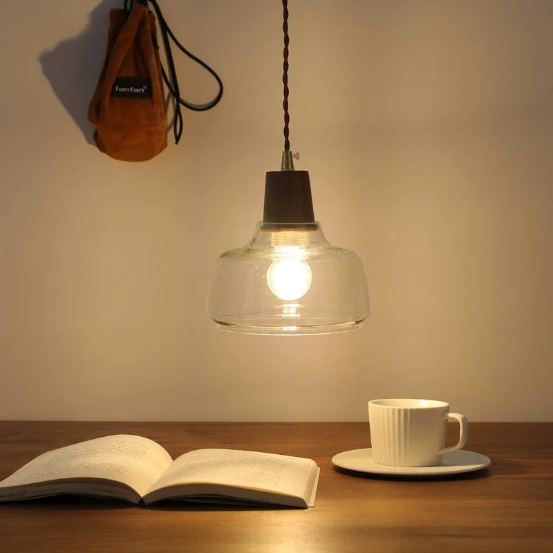 DecorBites™ LED Pendant Lamps for Modern Home Decor - Walnut Glass Hanging Light Fixtures