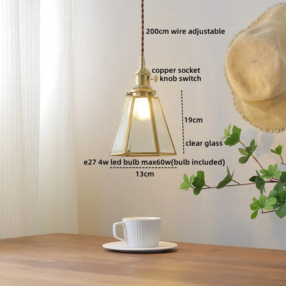 DecorBites™ Glass Copper LED Hanging Light: Nordic Pendant Lamp, Living Room Bedroom Coffee Knob Switch