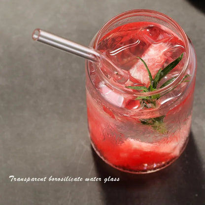 كوب بيرة زجاجي كبير على شكل علبة من ديكوربايتس™ سعة 574 مل، أدوات شرب متينة من زجاج البورسليكات