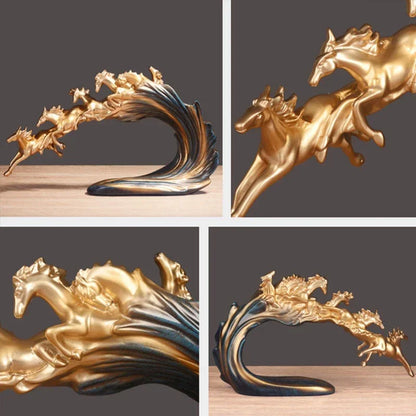 Escultura de lujo de caballo al galope DecorBites™: Decoración elegante para oficina, sala de estar y tienda.