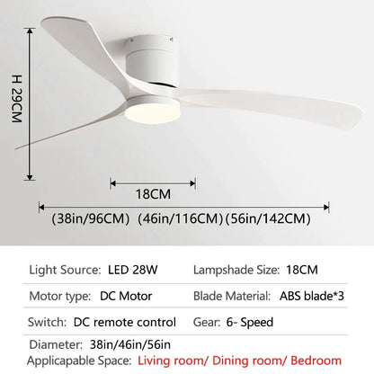 DecorBites™ 46-Inch Modern Black Ceiling Fan Light with Remote Control