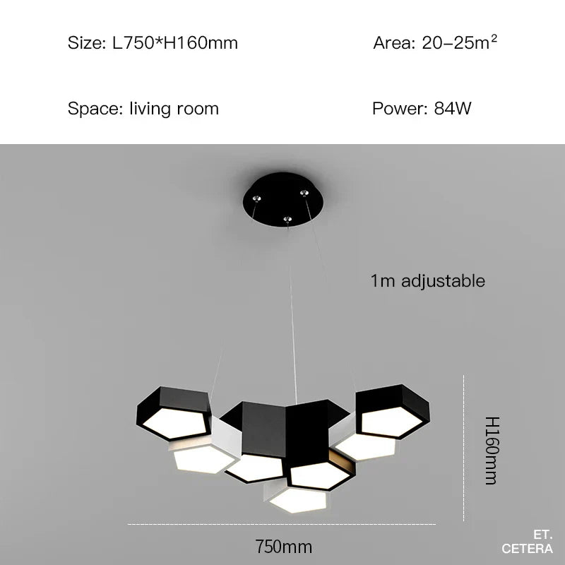 ثريا السقف LED Diamond Black White من DecorBites™ للمنزل والمكتب العصري
