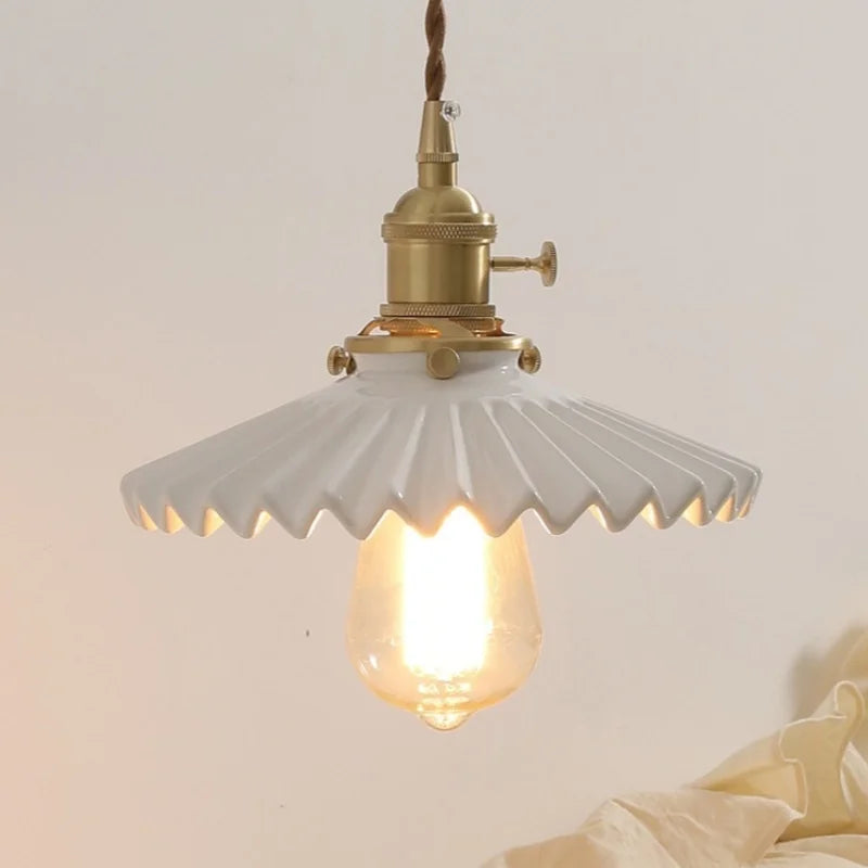 DecorBites™ Ceramic Walnut Wall Sconce with Knob Switch for Bedroom Living Room