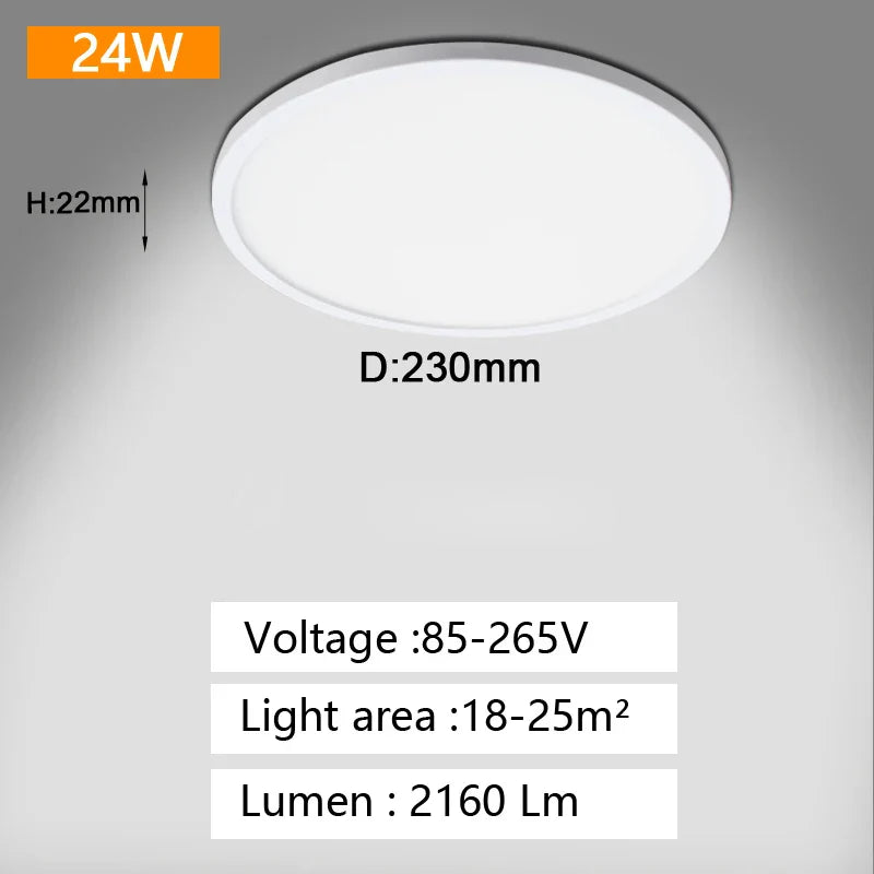DecorBites™ LED Panel Ceiling Light 48w 36w 24w 18w for Bedroom Living Room Home Lighting