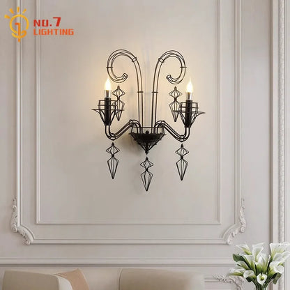 DecorBites™ Iron Art Candle Wall Lamp LED E14 Black Retro Industrial Baroque.